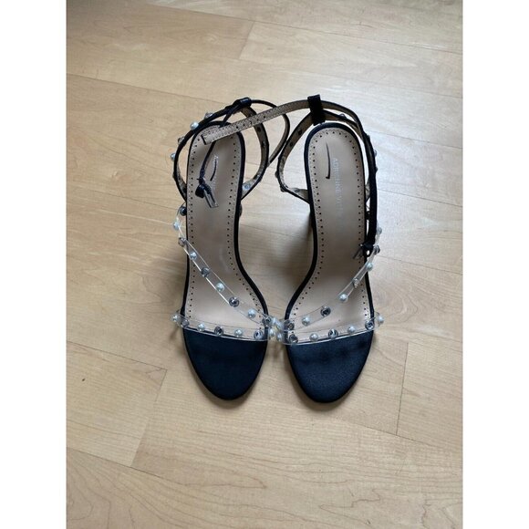 ADRIENNE Vittadini BNWT "Glow 2" Ankle Strap Black Jeweled Heel Women New - Picture 2 of 8